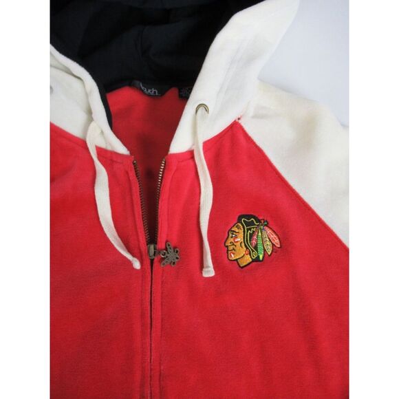 Chicago Blackhawks Hooded Sweater Zipper Touch by Alyssa Milano Sz Large A12 - Picture 2 of 8